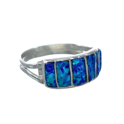Authentic Blue Opal Sterling Silver Zuni Ring Size 7-3/4 X10584